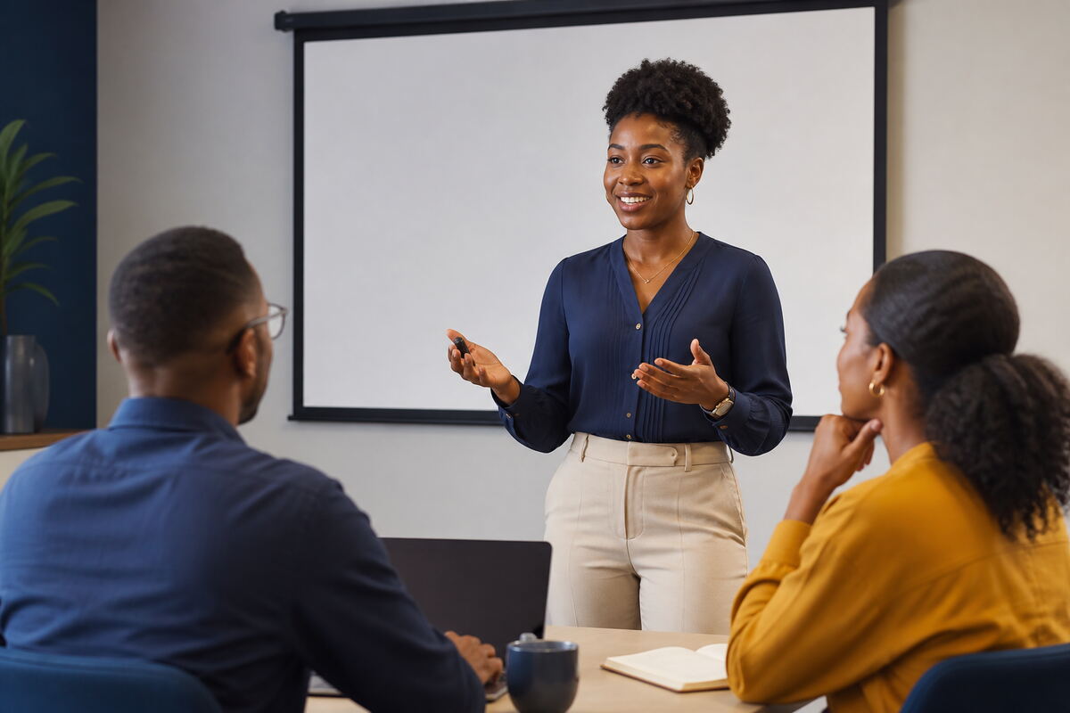Advanced learner presenting an organized idea in English