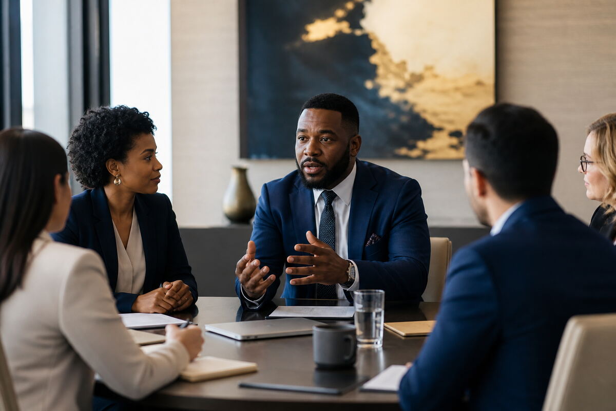Professional speaker leading a detailed discussion in English